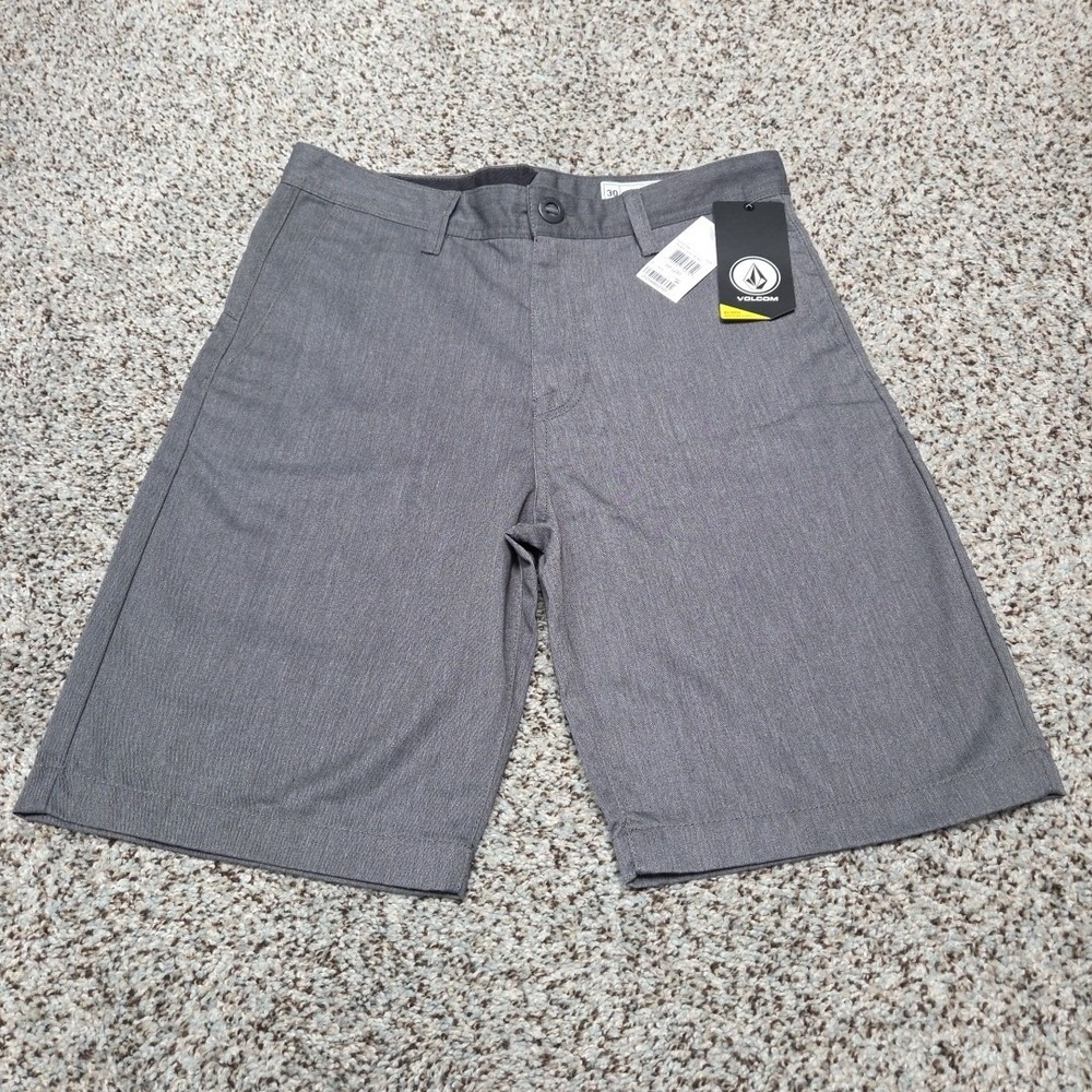 Volcom Frickin Modern Straight Chino Shorts Youth Boys 30 (20) 7" Grey NEW‎